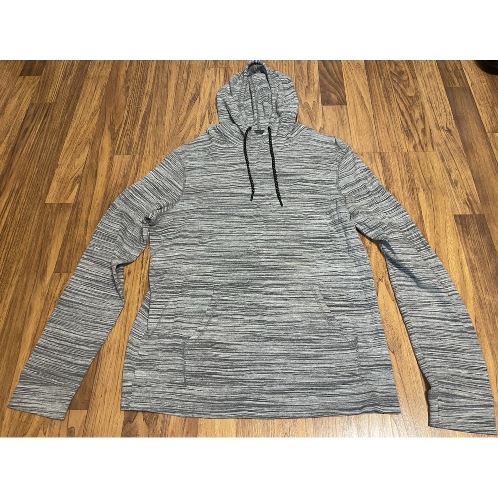 Urban Pipeline Hoodie Mens Large Gray Pullover Knit Striped Tagless Pocket